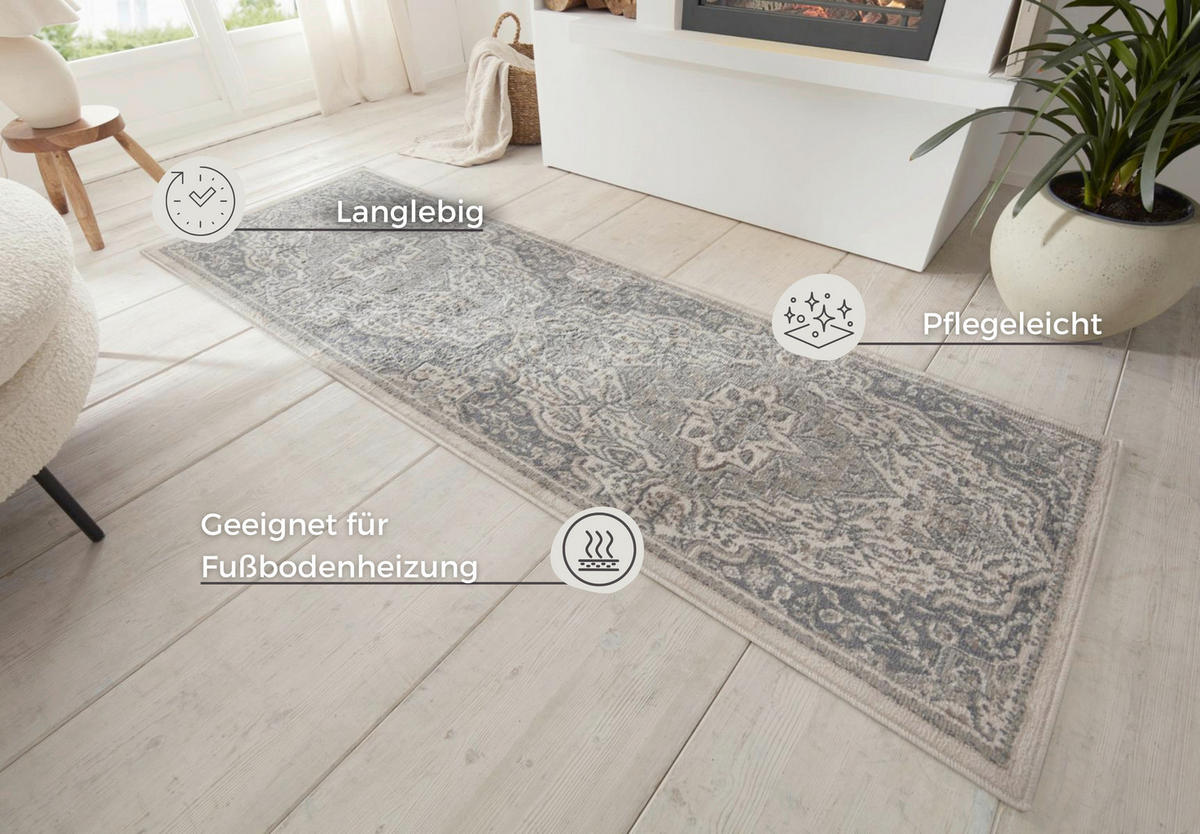 LÄUFER 80/200 cm Terrain  - Grau, Design, Kunststoff/Textil (80/200cm)