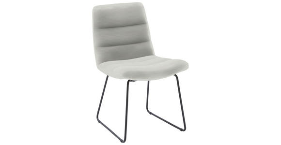 STUHL  in Cord Textil  - Hellgrau/Schwarz, Design, Textil/Metall (52/88/66cm) - Dieter Knoll