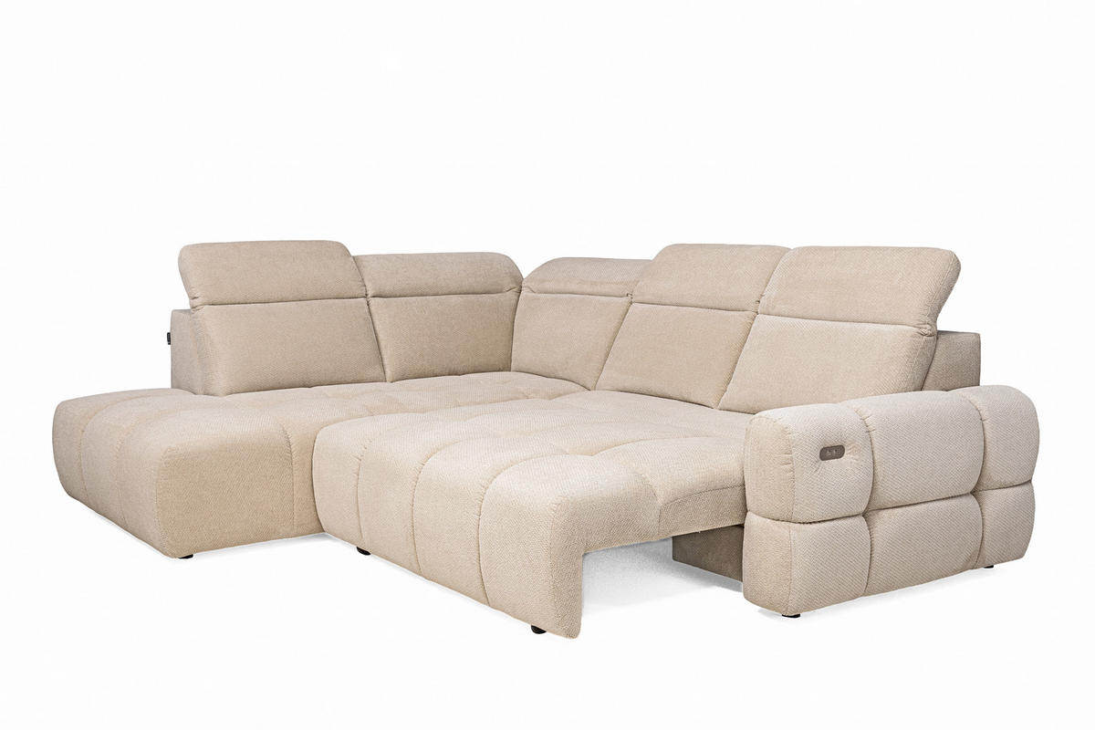 SAROKKANAPÉ textil bézs  - bézs/fekete, Modern, műanyag/textil (223/110/270cm) - Welnova