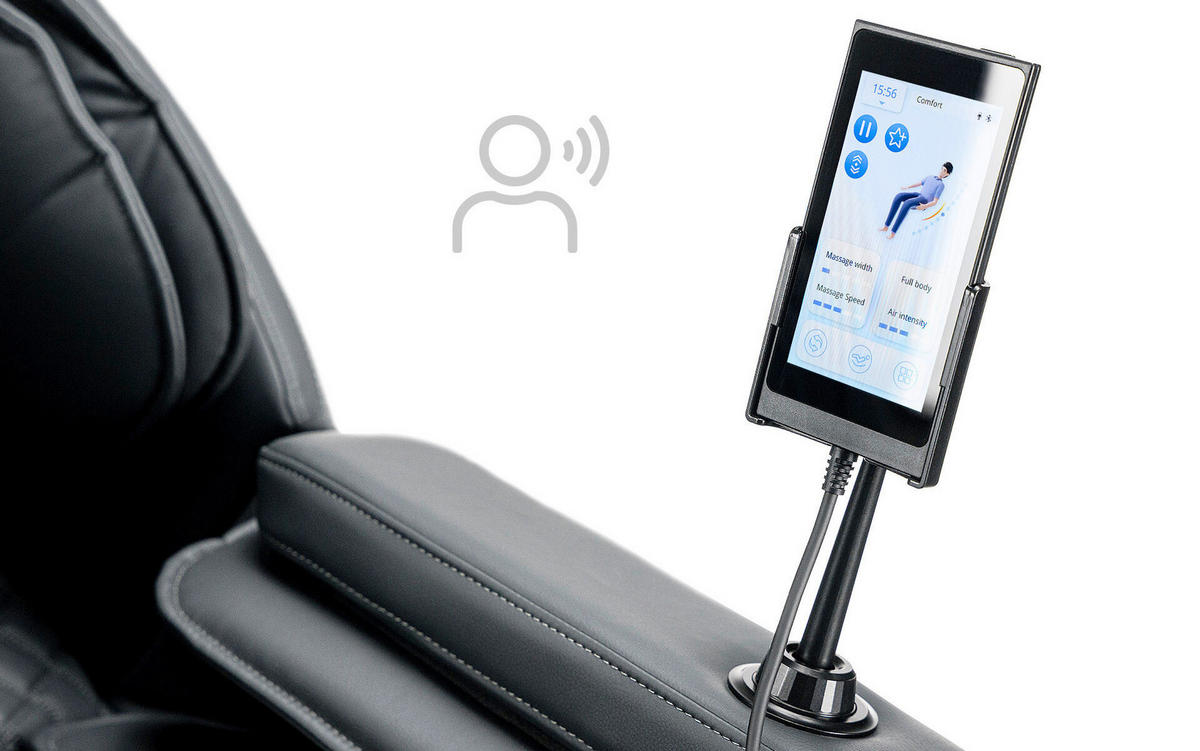 MASSAGESESSEL  mit Schwarz integrierte Lautsprecher, Relaxfunktion, Liegefunktion, Sitzheizung, Netzbetrieb, Massagefunktion, Herz-Waage-Funktion, abwischbar, ausziehbare Fußstütze, Bluetooth-Lautsprecher, Rückenlehne in S-Form  - Schwarz, Basics, Kunststoff/Textil (76/113/155-175cm) - iRest