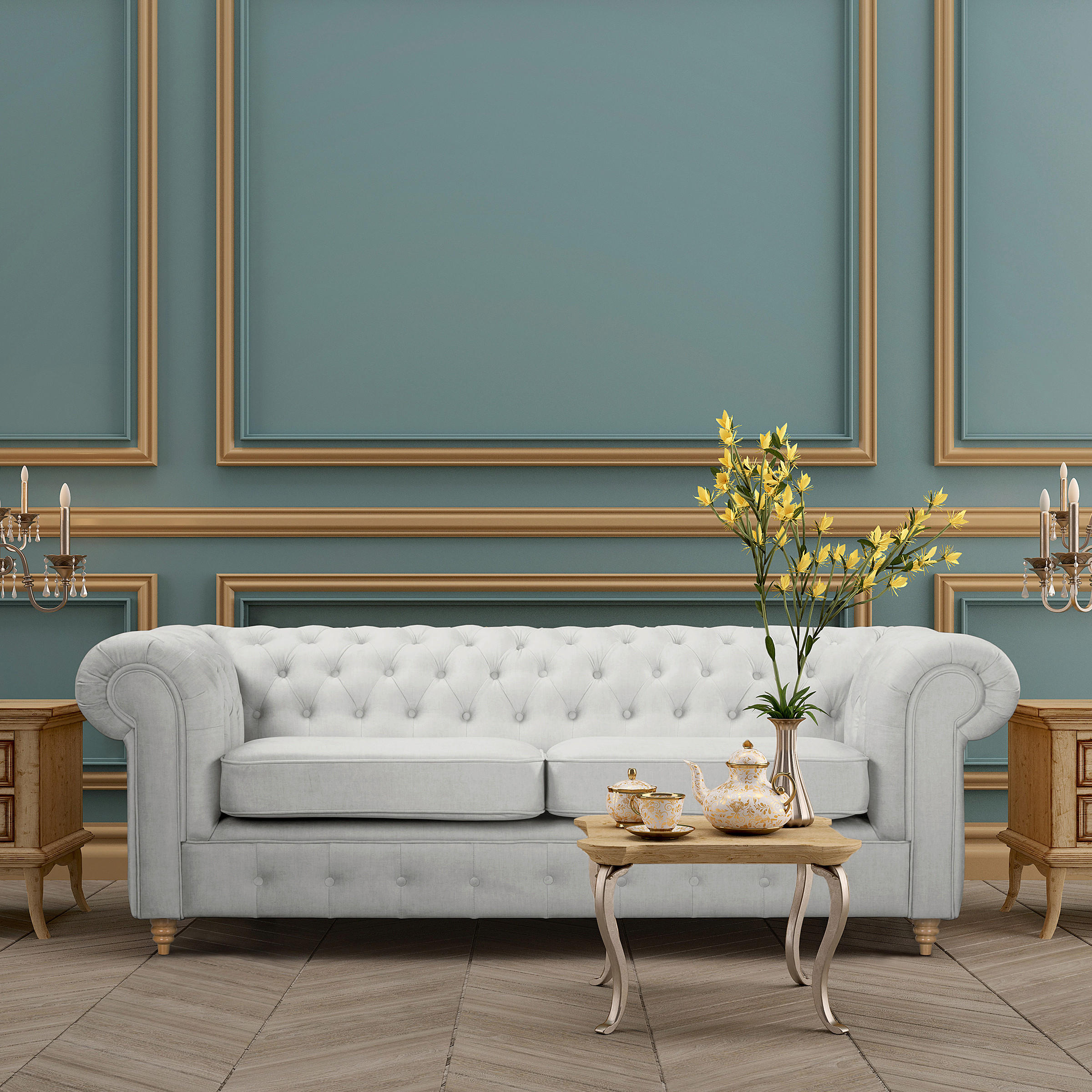 SCHLAFSOFA Mikrofaser Hellgrau  - Hellgrau/Braun, Design, Holz/Textil (218/74/91cm) - P & B