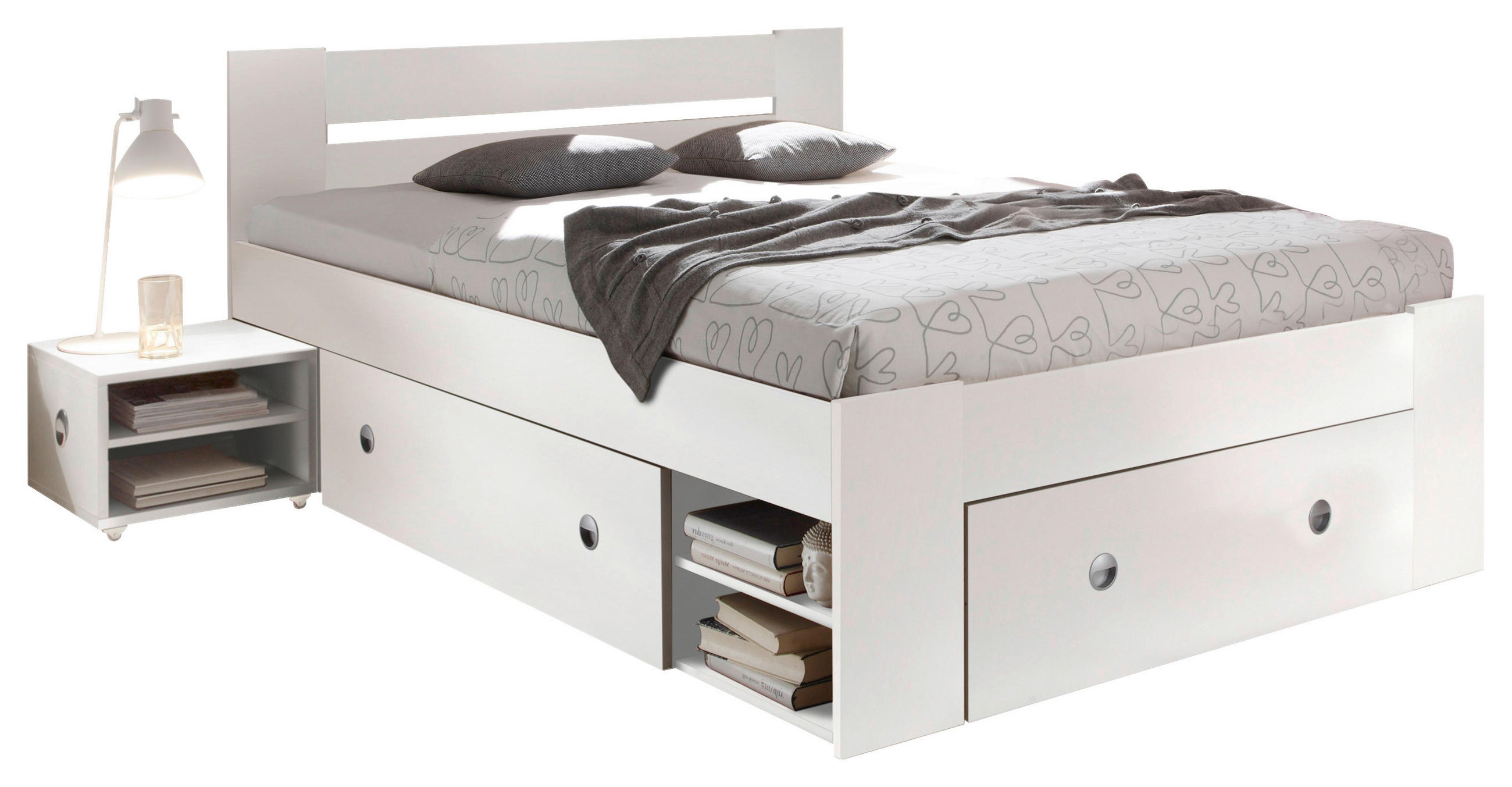 SET KREVETA I NOĆNIH ORMARIĆA   140/200 cm   bijela  - bijela, Moderno (140/200cm) - MID.YOU