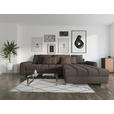 ECKSOFA Dunkelbraun Webstoff  - Taupe/Chromfarben, Design, Kunststoff/Textil (320/226cm) - Carryhome