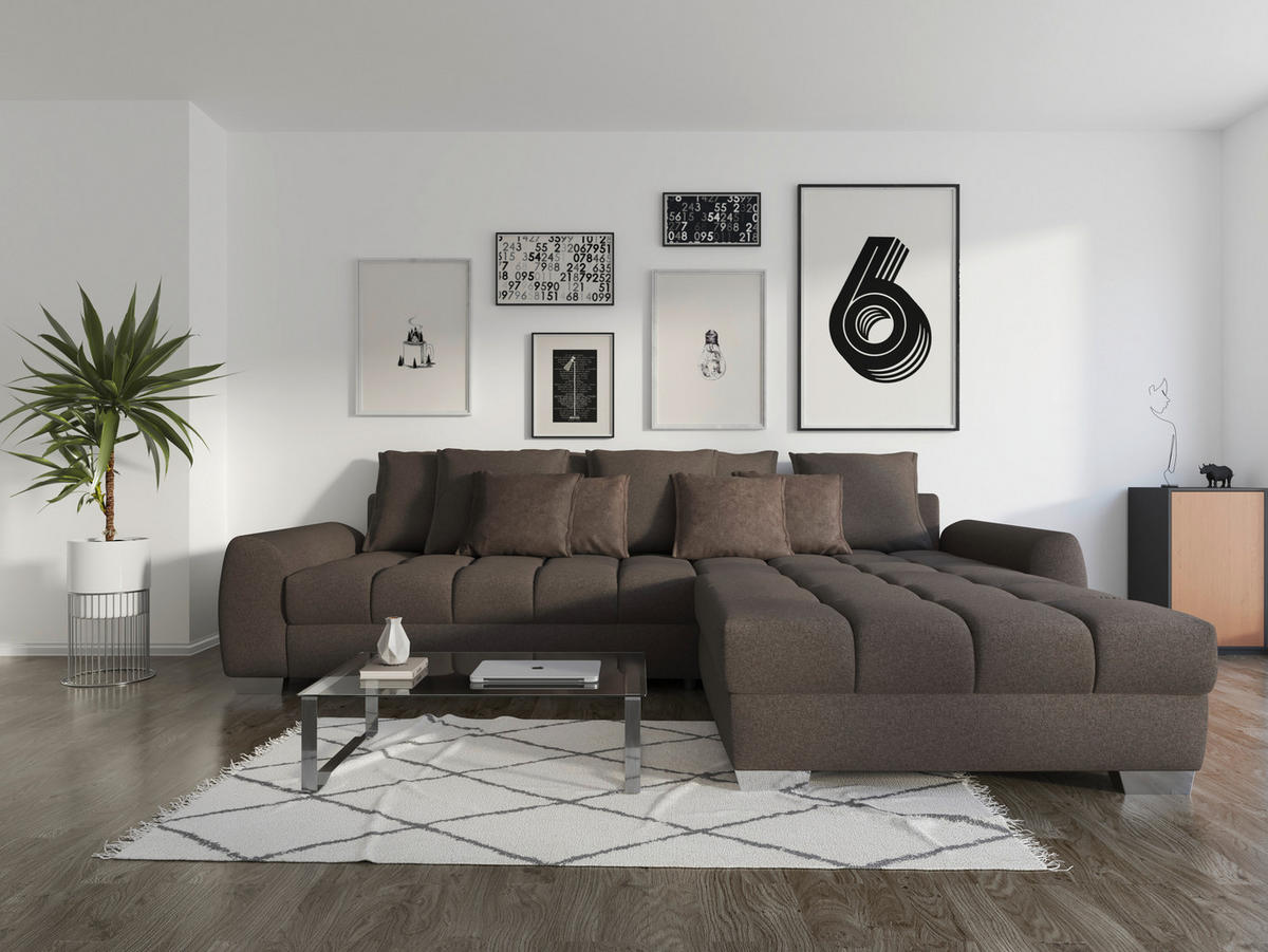 ECKSOFA in Webstoff Dunkelbraun  - Taupe/Chromfarben, Design, Kunststoff/Textil (320/226cm) - Carryhome
