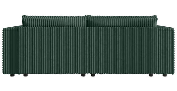 SCHLAFSOFA Cord Dunkelgrün  inkl. Zierkissen, Bettkasten, Schlaffunktion  - Dunkelgrün/Schwarz, MODERN, Kunststoff/Textil (250/68/104cm) - Xora