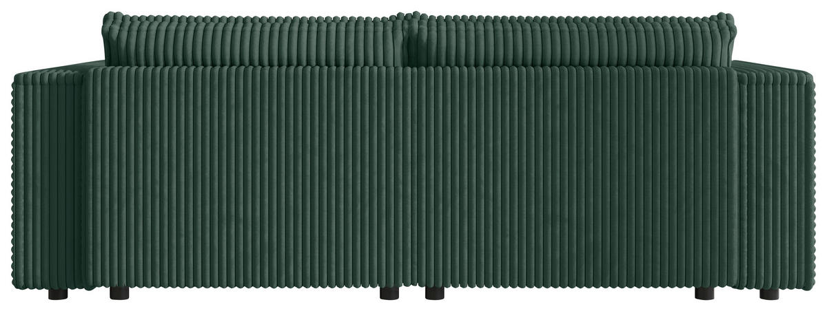 SCHLAFSOFA Cord Dunkelgrün  inkl. Zierkissen, Bettkasten, Schlaffunktion  - Dunkelgrün/Schwarz, MODERN, Kunststoff/Textil (250/68/104cm) - Xora