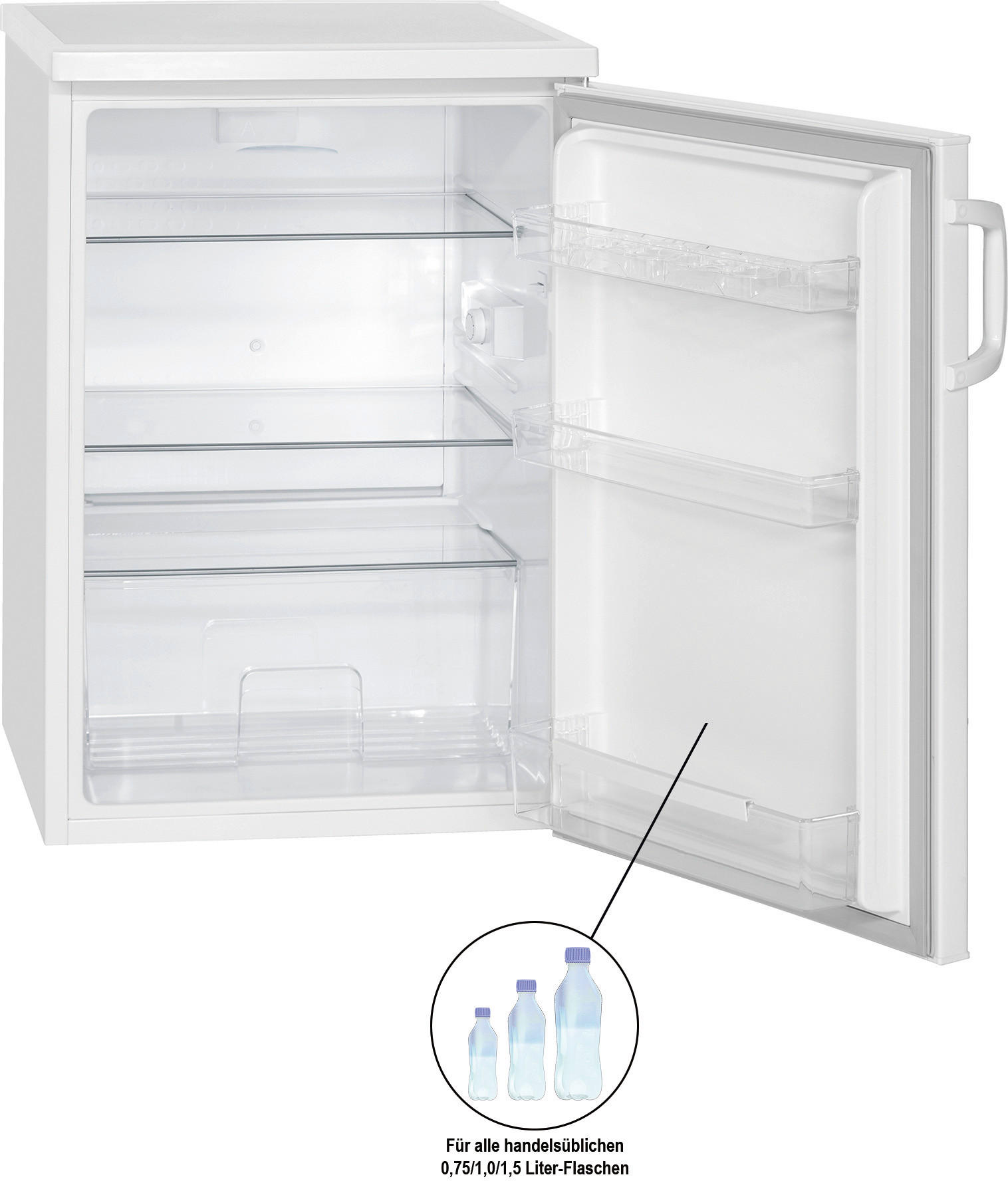 KÜHLSCHRANK 56/84,5/57,5 cm VS 2195.1 WEIß 56CM D 133L  - Weiß, KONVENTIONELL, Kunststoff/Metall (56/84,5/57,5cm) - Bomann