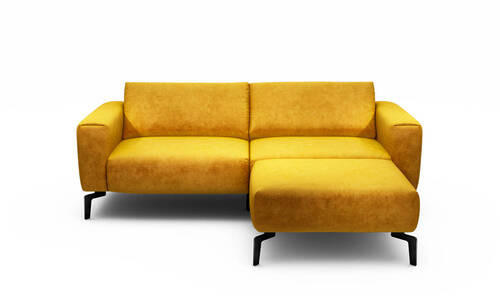 2,5-Sitzer inkl. Hocker Samt Gelb  - Gelb/Schwarz, Design, Textil/Metall (220/86/86-94cm) - SENSOO