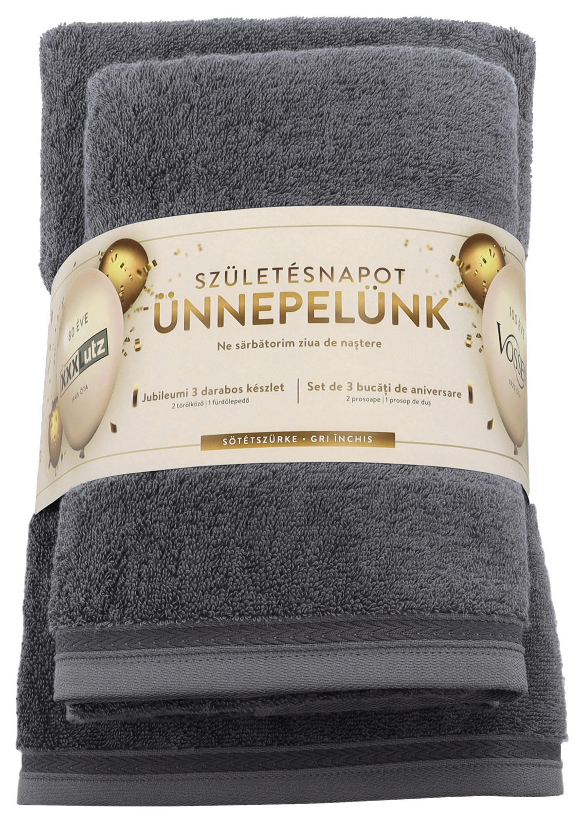 FROTTÍR TÖRÖLKÖZŐ SZETT sötétszürke  - sötétszürke, Basics, textil - Vossen
