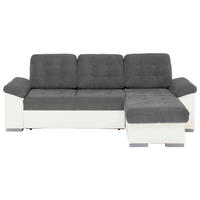 ECKSCHLAFSOFA Mikrofaser Creme, Dunkelgrau  - Dunkelgrau/Creme, Modern, Kunststoff/Textil (232/148cm) - MID.YOU