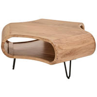 KONFERENČNÍ STOLEK, černá, barvy akácie, dřevo, kov, 95/95/39 cm - černá/barvy akácie, Design, kov/dřevo (95/95/39cm) - Carryhome