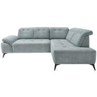 ECKSOFA in Cord Hellblau  - Schwarz/Hellblau, Modern, Textil/Metall (272/200cm) - Livetastic