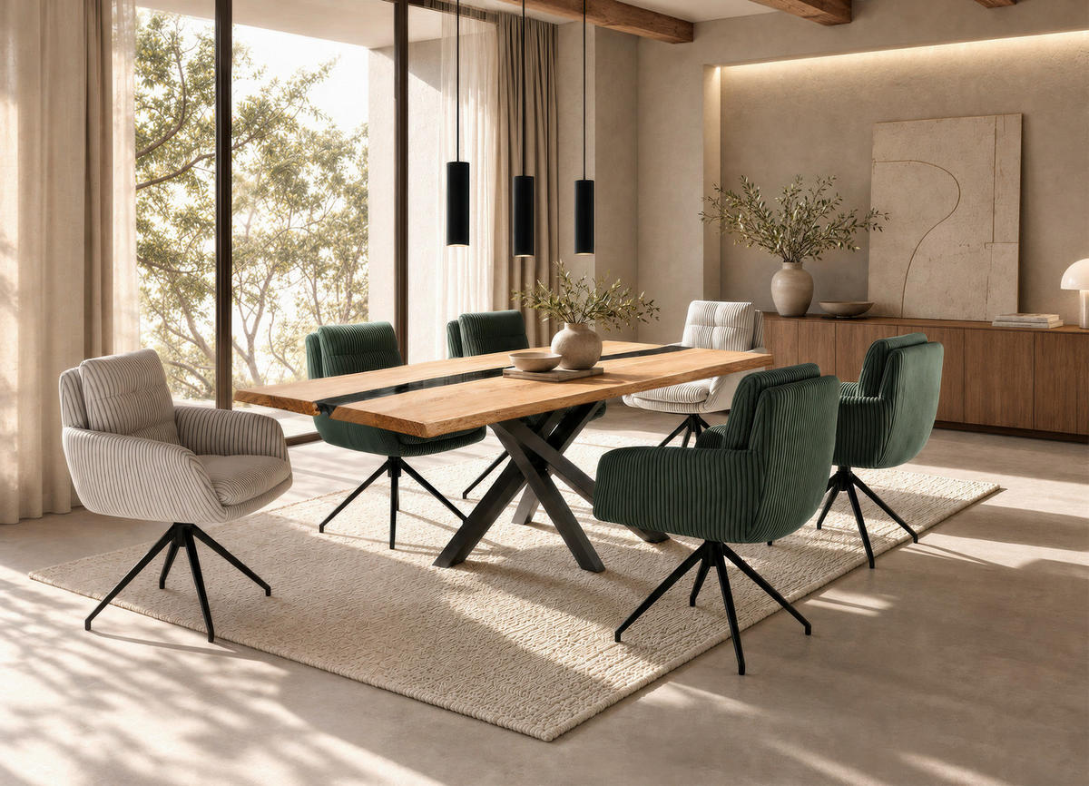 ESSTISCH 200/90/76 cm Echtholz  Holz, Kunststoff rechteckig Eichefarben, Dunkelgrau  - Eichefarben/Dunkelgrau, LIFESTYLE, Holz/Kunststoff (200/90/76cm) - Linea Natura