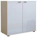 KOMMODE , 80/70/43 cm,  - Chromfarben/Schwarz, KONVENTIONELL, Glas/Holzwerkstoff (80/70/43cm) - Dieter Knoll