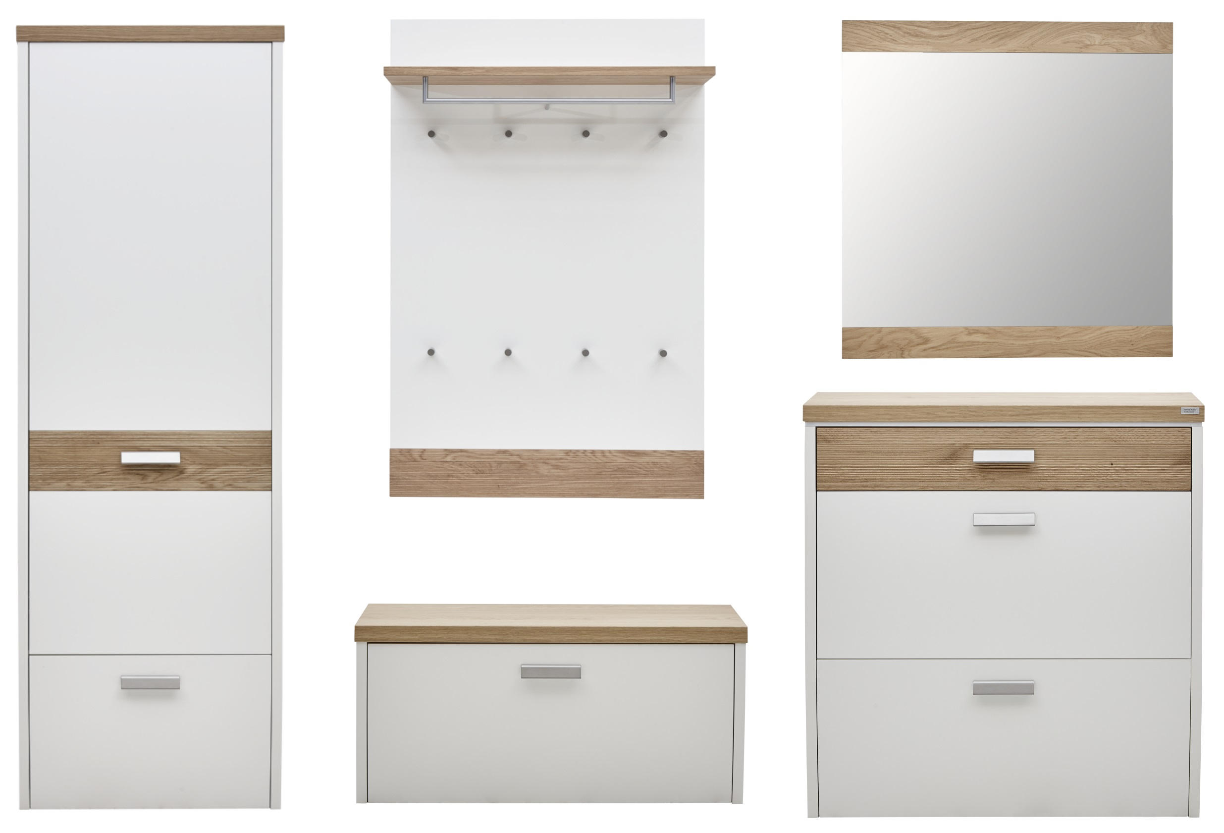 GARDEROBE 5-teilig  in 290/200/32 cm  - Eichefarben/Weiß, Design, Holz/Holzwerkstoff (290/200/32cm) - Dieter Knoll