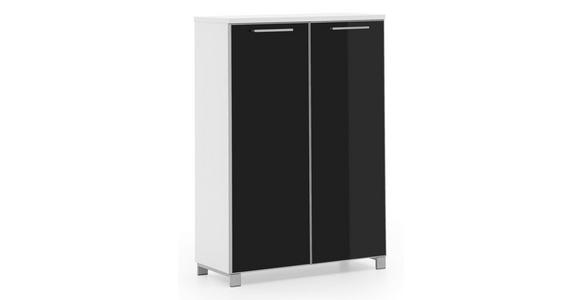 SCHUHSCHRANK Santina in 84/126/37 cm - Chromfarben/Anthrazit, Design, Glas/Holzwerkstoff (84/126/37cm) - Novel