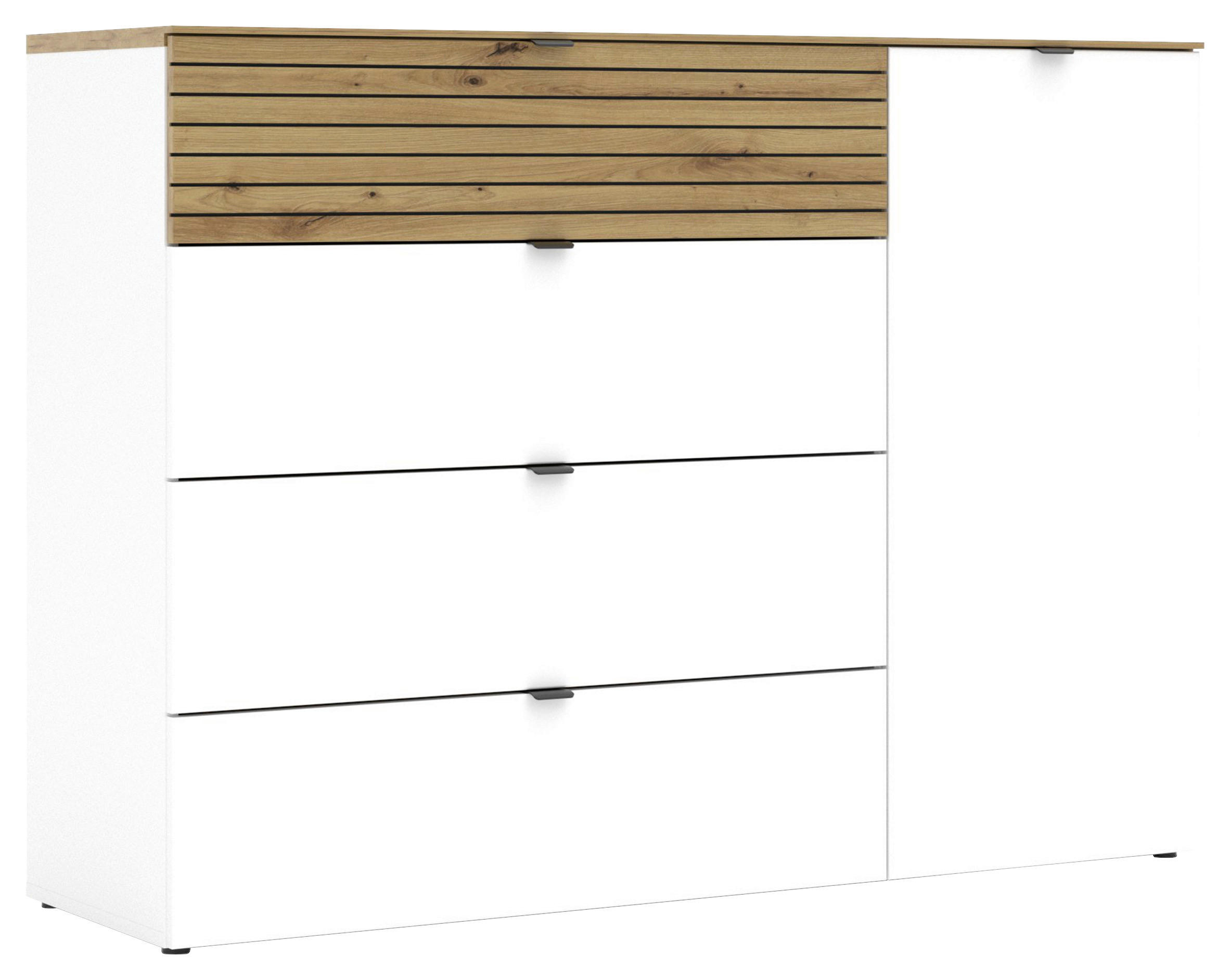 SIDEBOARD 136/99/41 cm in Weiss, Eiche Artisan - Weiss/Schwarz, Modern, Holzwerkstoff/Metall (136/99/41cm) - Voleo