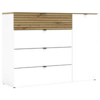 SIDEBOARD 136/99/41 cm  in Weiss, Eiche Artisan  - Weiss/Schwarz, Modern, Holzwerkstoff/Metall (136/99/41cm) - Voleo