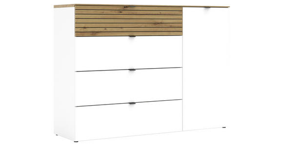 SIDEBOARD Weiß, Eiche Artisan  - Schwarz/Eiche Artisan, MODERN, Holzwerkstoff/Metall (136/99/41cm) - Voleo