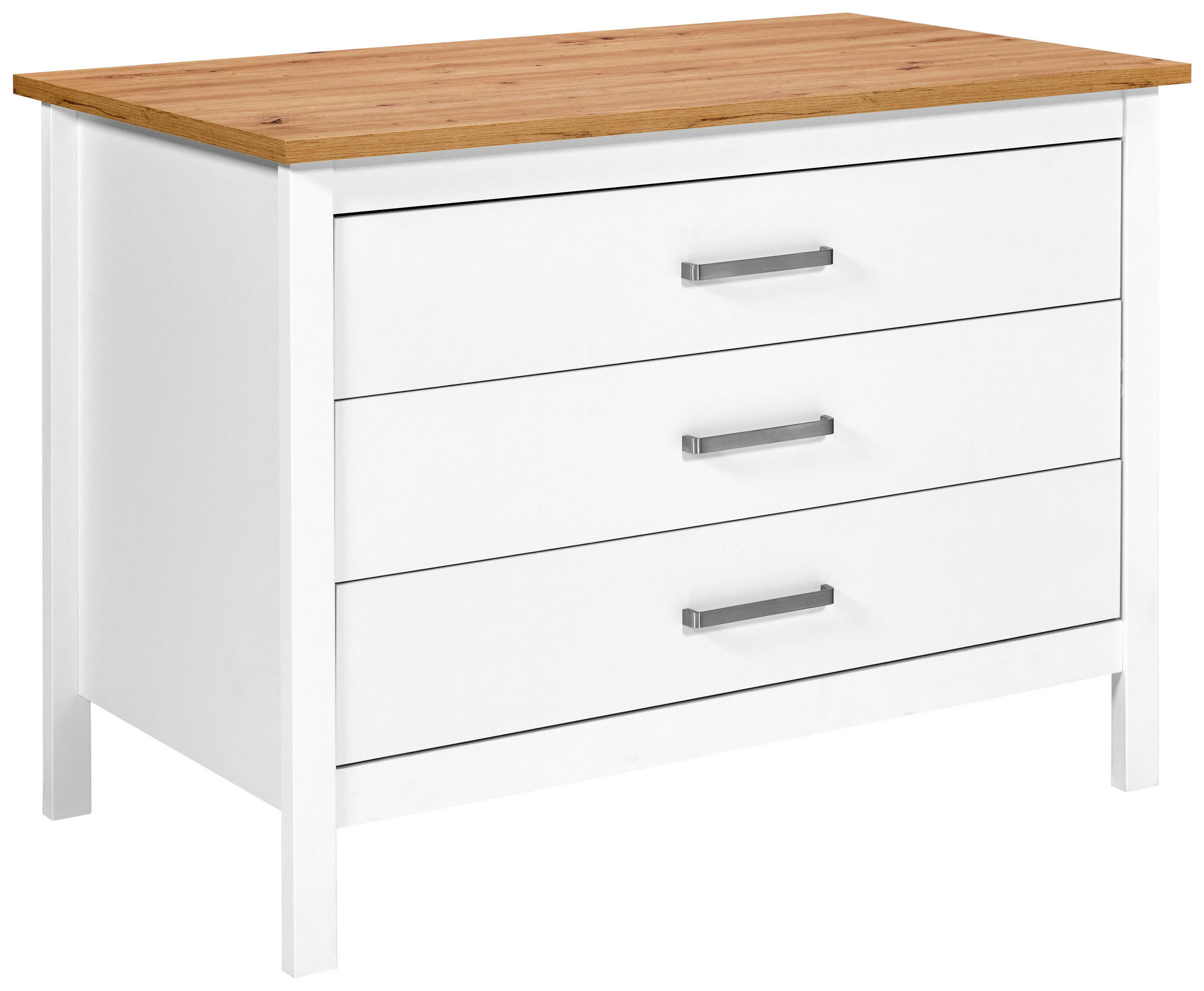 KÜCHENINSEL   in Weiß, Eiche Artisan  - Silberfarben/Weiß, MODERN, Holzwerkstoff/Metall (100/92/60cm) - home24