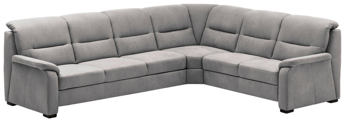 ECKSOFA in Mikrofaser Grau  303/245 cm  - Schwarz/Grau, Design, Holz/Textil (303/245cm) - Beldomo Comfort