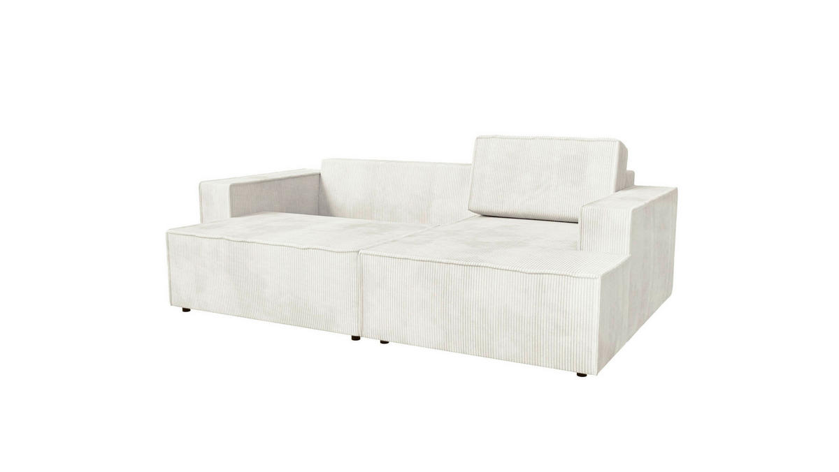 ECKSOFA inkl. Funktion Beige Cord  - Beige/Schwarz, MODERN, Kunststoff/Textil (245/149cm) - Stylife