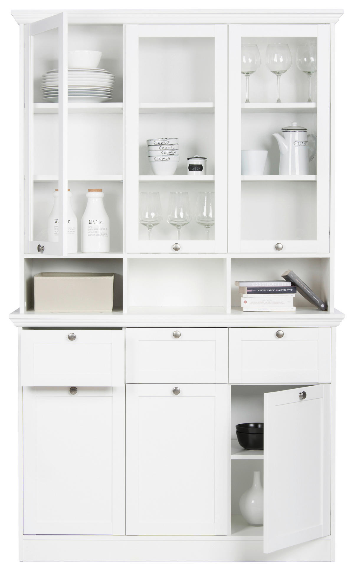 VITRINE in Weiß  - Schwarz/Weiß, LIFESTYLE, Holzwerkstoff/Metall (120/200/40cm) - Carryhome