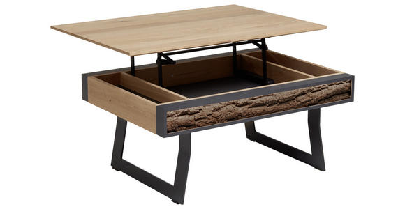 COUCHTISCH Kerneiche vollmassiv rechteckig Anthrazit, Eichefarben 105/75/47 cm  - Eichefarben/Anthrazit, Design, Holz/Metall (105/75/47cm) - Valnatura