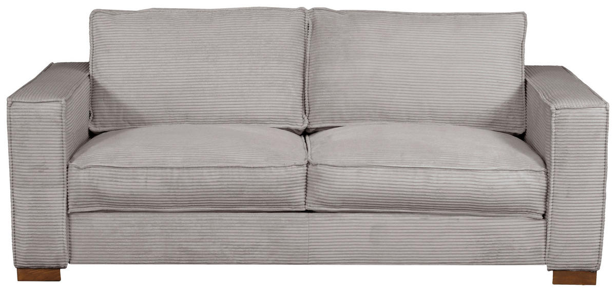 SCHLAFSOFA Cord Hellgrau  - Dunkelbraun/Hellgrau, Design, Holz/Textil (203/85/99cm) - MID.YOU
