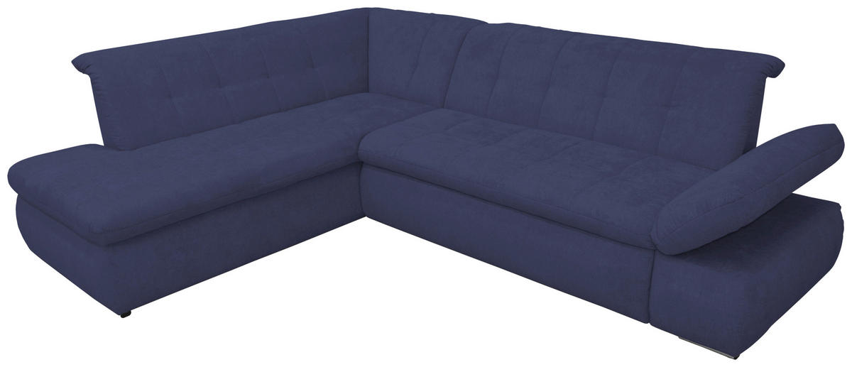 ECKSOFA Dunkelblau Mikrofaser  - Chromfarben/Dunkelblau, KONVENTIONELL, Textil/Metall (216/273cm) - MID.YOU