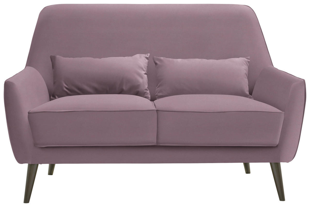 2-SITZER-SOFA in Mikrofaser Altrosa  - Schwarz/Altrosa, Trend, Holz/Textil (135/86/80cm) - Carryhome