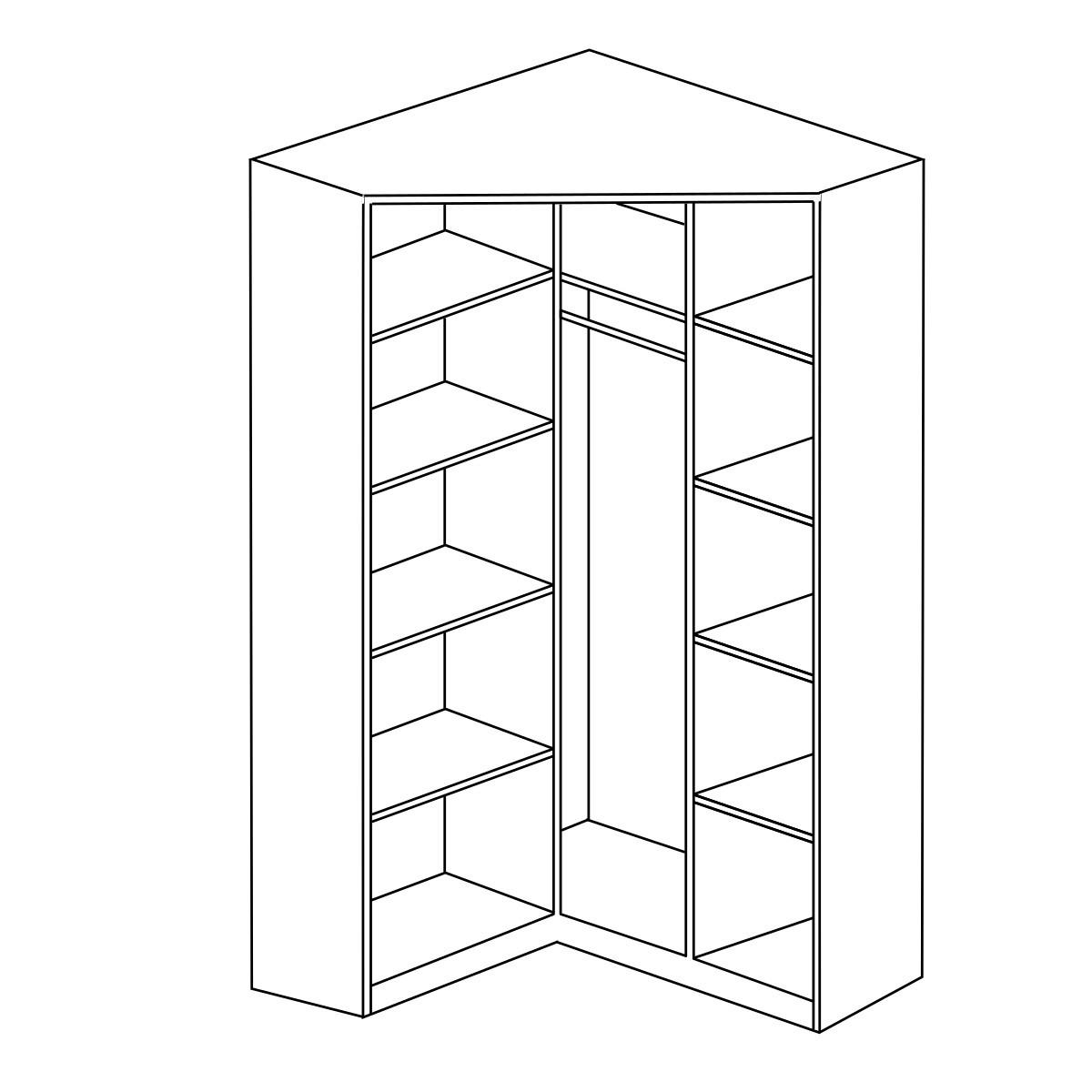 ECKKLEIDERSCHRANK 117/197/54 cm Weiß  - Alufarben/Weiß, KONVENTIONELL, Holzwerkstoff/Kunststoff (117/197/54cm) - home24