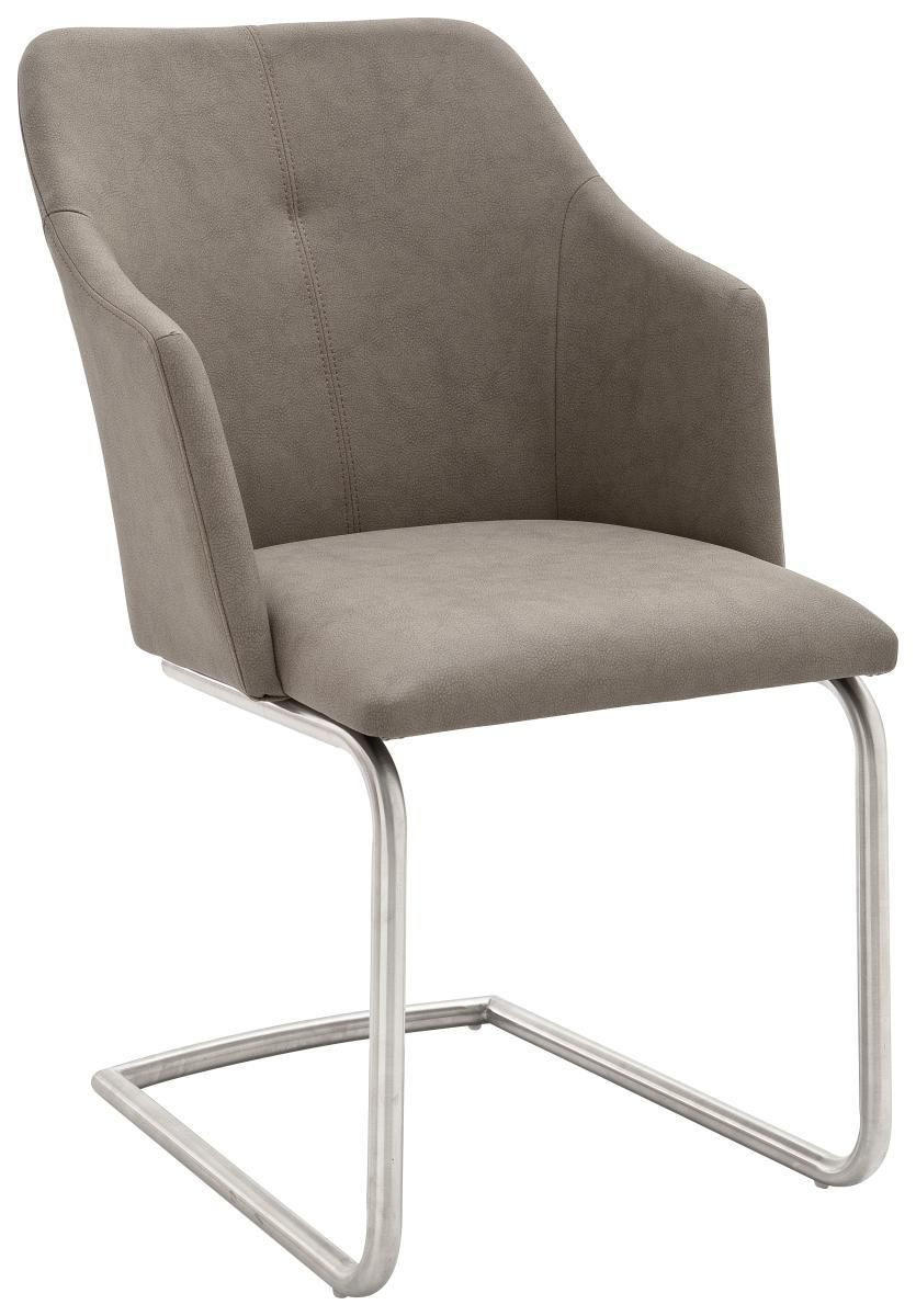 SCHWINGSTUHL  in Edelstahl Lederlook  - Taupe/Edelstahlfarben, Design, Textil/Metall (54/88/62cm) - Novel