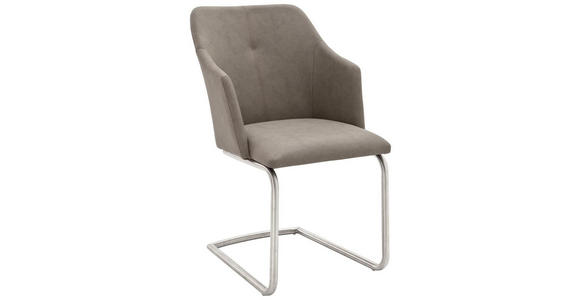 SCHWINGSTUHL in Edelstahl Lederlook - Taupe/Edelstahlfarben, Design, Textil/Metall (54/88/62cm) - Novel