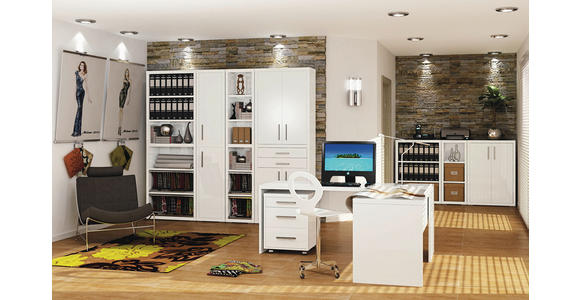 SCHREIBTISCH 180/69/75 cm Weiß Hochglanz  - Weiß Hochglanz, Design, Holzwerkstoff (180/69/75cm) - Carryhome