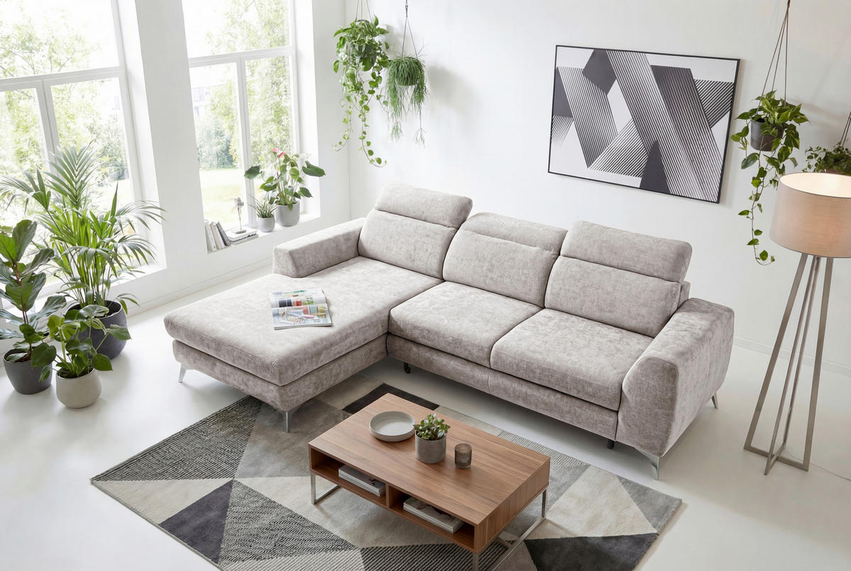 ROHOVÁ SEDAČKA, textil, piesková - čierna/piesková, Basics, kov/textil (191/264cm) - Livetastic