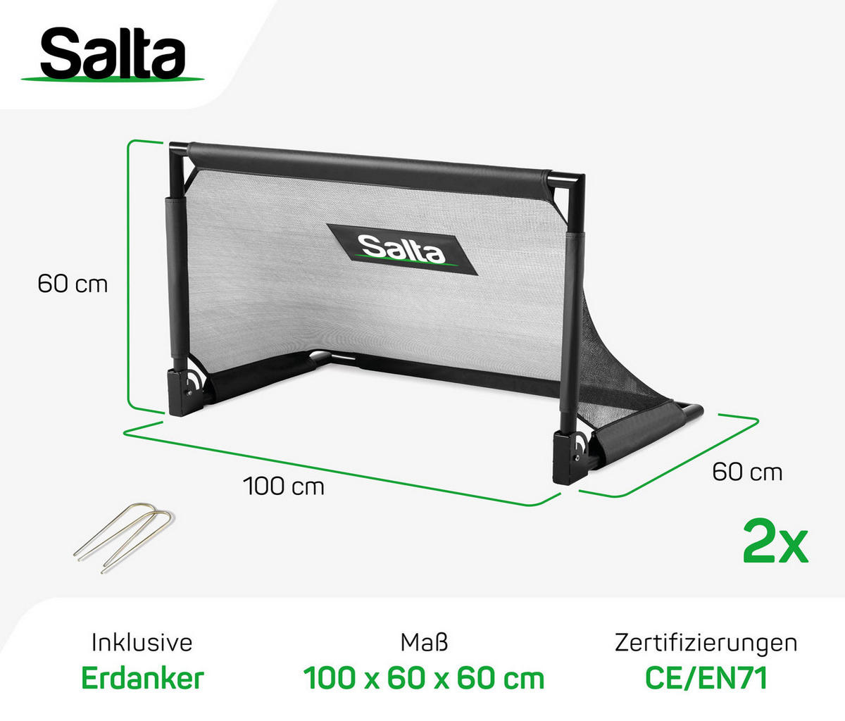 FUßBALLTOR  - Schwarz, KONVENTIONELL, Metall (100/60/60cm) - Salta
