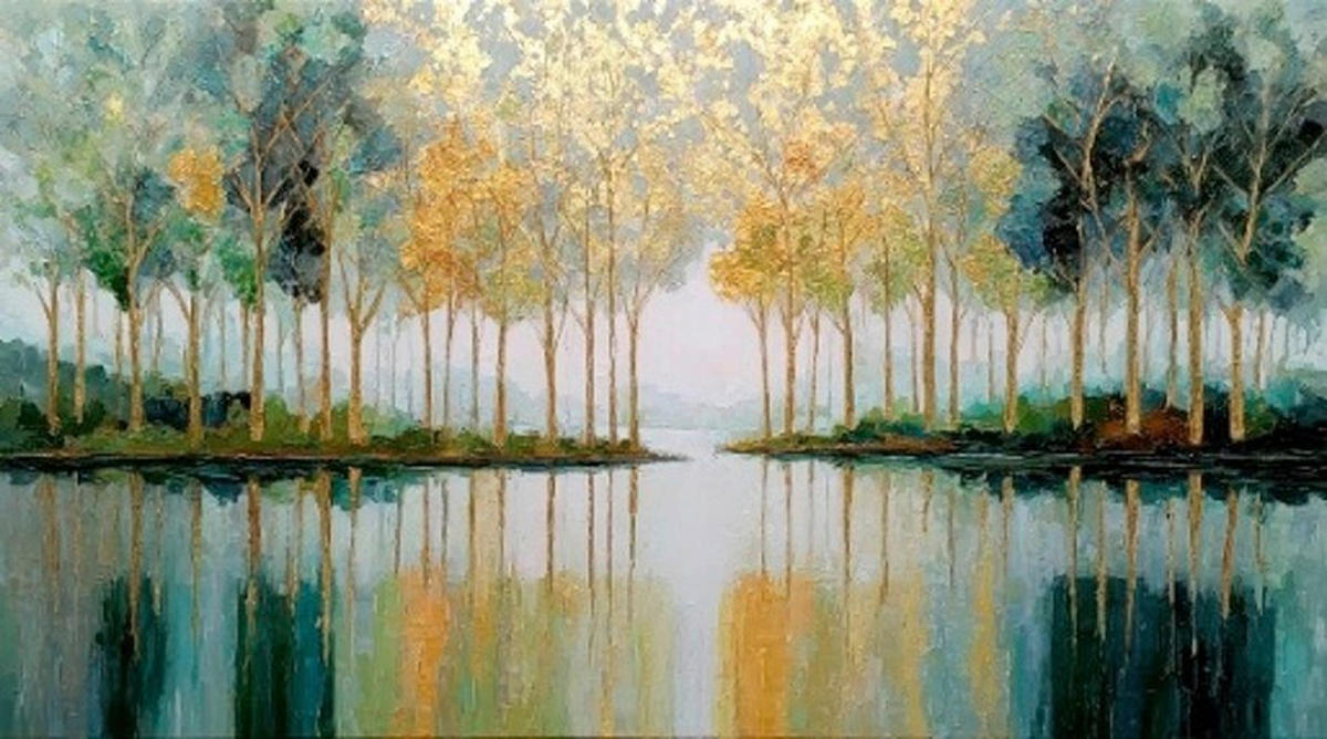 ALUMINIUMBILD Landschaft & Natur, Bäume  - Multicolor, Basics, Metall (180/100/2cm) - Euroart