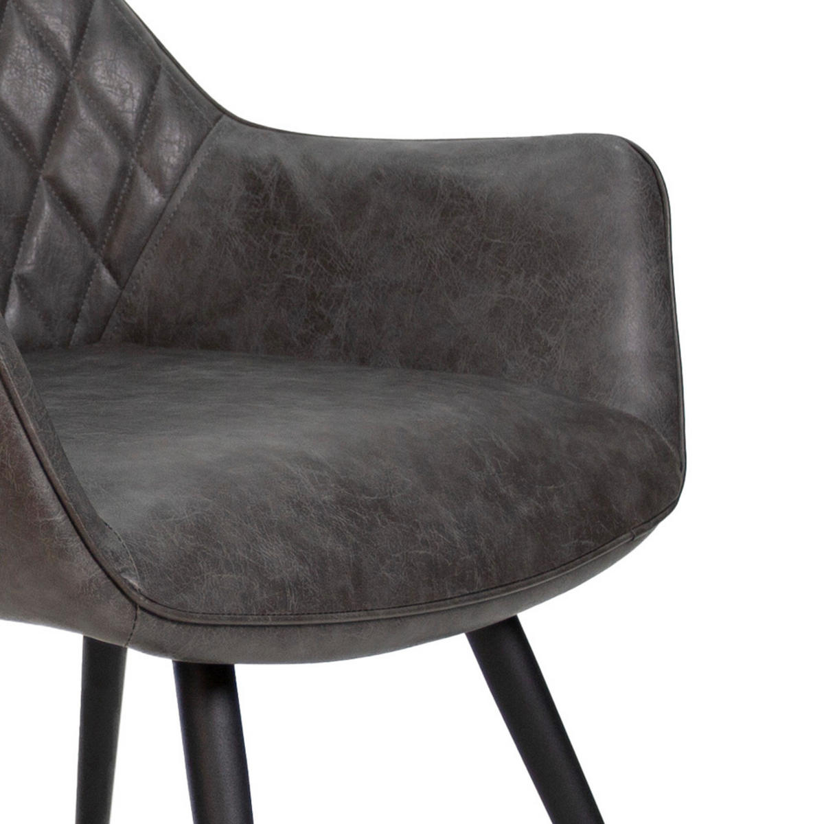 STUHL-SET 2 Stück gastro- und objekttauglich Lederlook  - Anthrazit/Schwarz, KONVENTIONELL, Textil/Metall (62/83/60cm) - MID.YOU