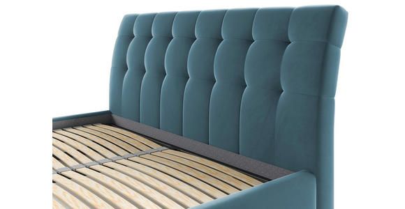 POLSTERBETT Lattenrost, Bettkasten Blau 140/200 cm - Blau/Eichefarben, KONVENTIONELL, Holz/Textil (140/200cm) - Hom`in