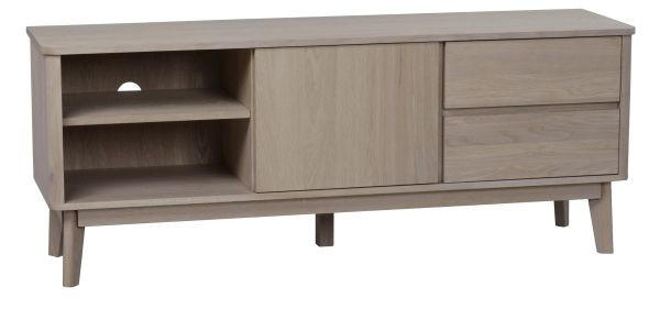 TV-BÄNK i faner ek vit, ekfärgad  - vit/ekfärgad, Design, trä (152/60/42cm) - Rowico