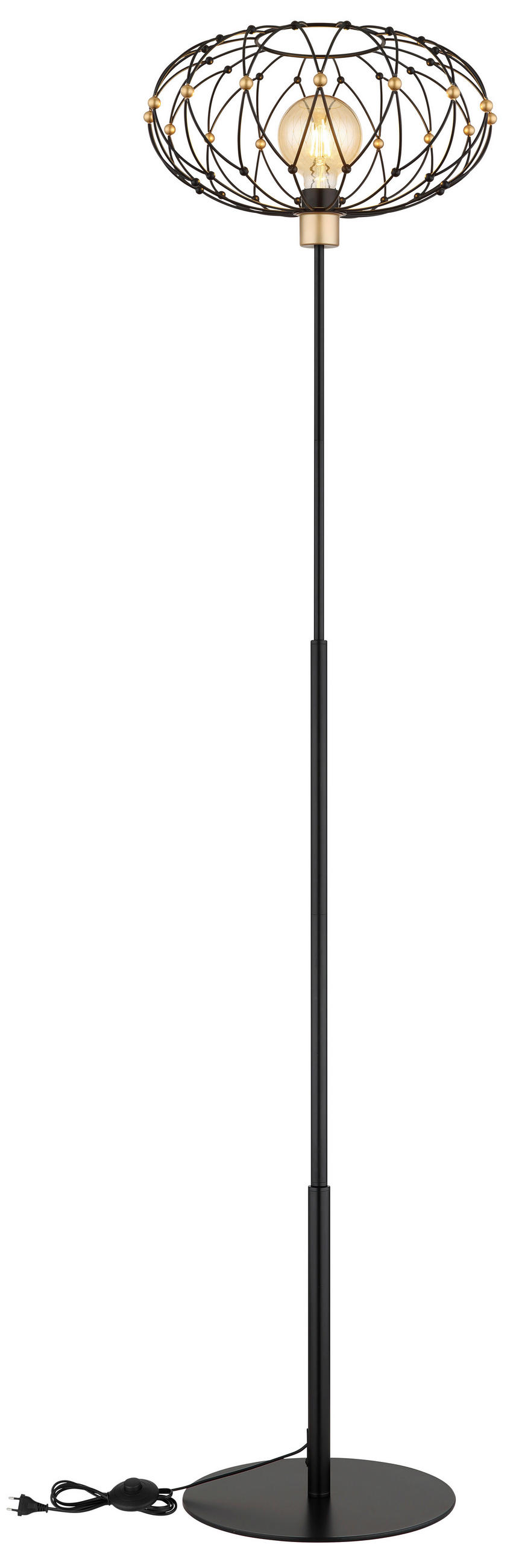 STOJEČA SVETILKA  GREYS      40/162 cm       - zlate barve/črna, Design, kovina/umetna masa (40/162cm) - Globo