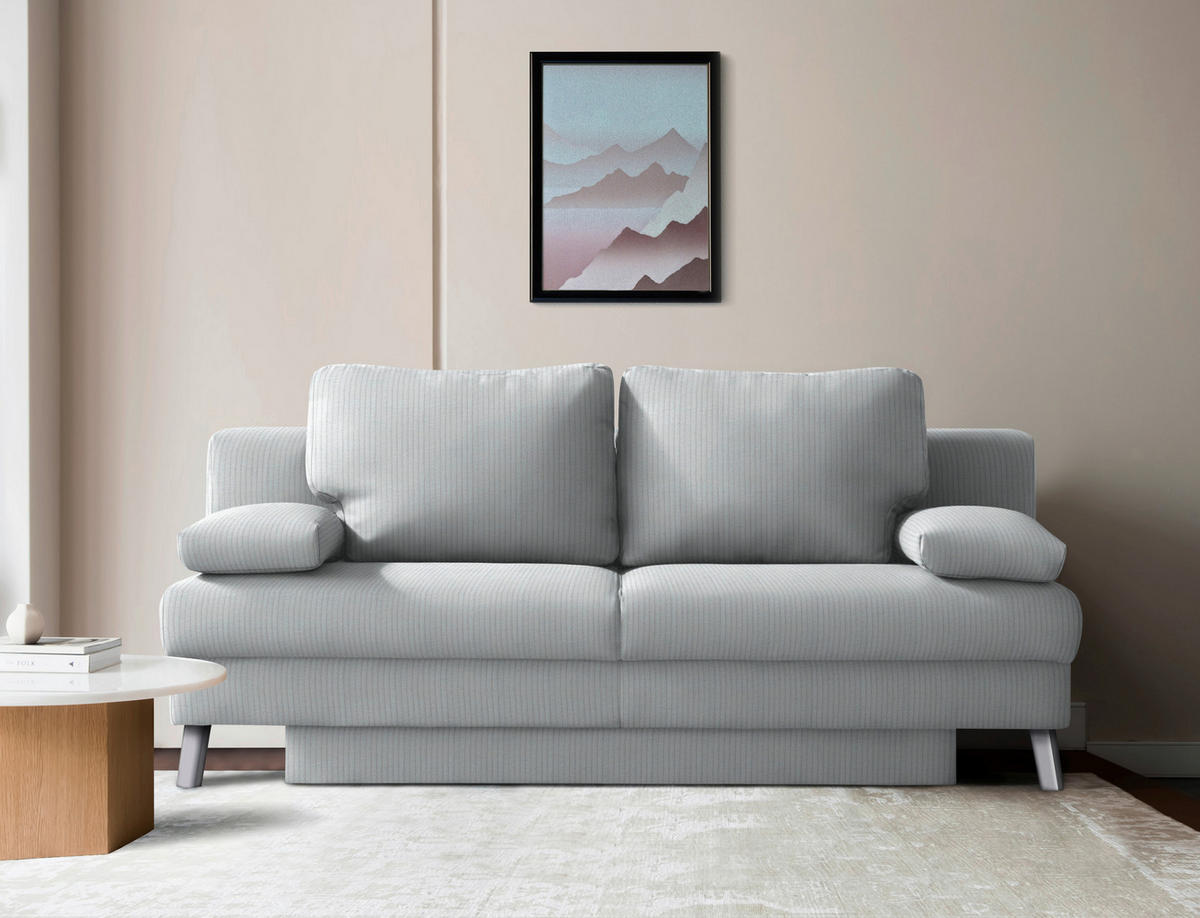 SCHLAFSOFA Cord Hellgrau  - Chromfarben/Hellgrau, Modern, Textil/Metall (194/91/90cm) - Novel