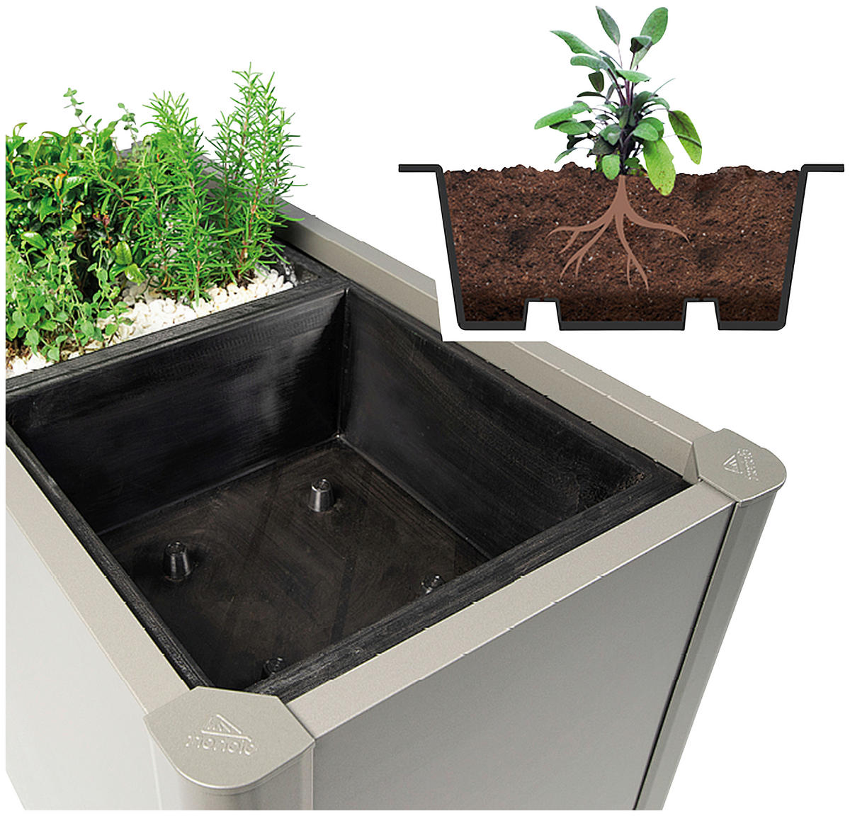 PFLANZEINSATZ Stück ohne Beet 50/50/18 cm  - Schwarz, Basics, Kunststoff (50/50/18cm) - Biohort