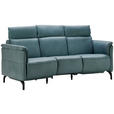 TRAPEZSOFA Echtleder Graublau  - Graublau/Schwarz, KONVENTIONELL, Leder/Metall (221/103/95cm) - Dieter Knoll