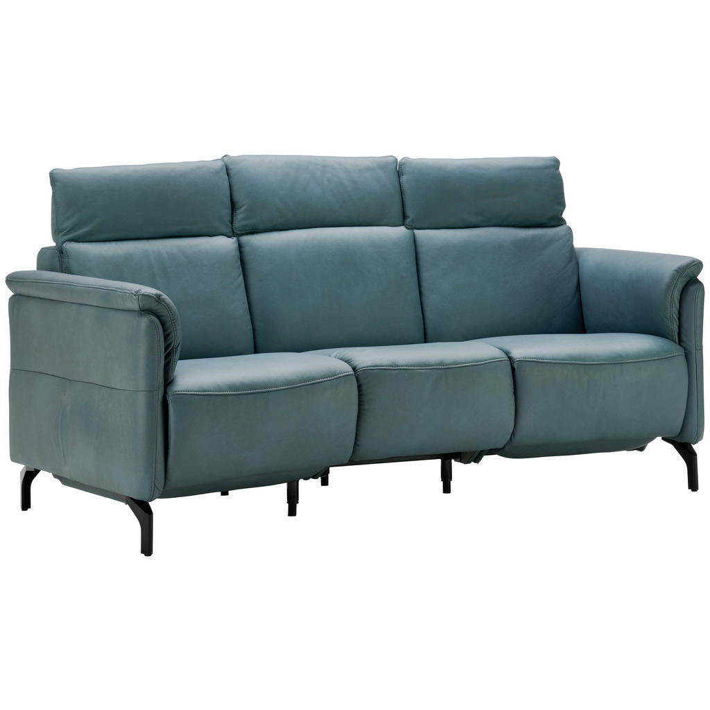 Thumbnail - Dieter Knoll Trapezsofa, Graublau, Leder, Echtleder, Nappaleder, Longlife-Leder, 3-Sitzer, 221x103x95 cm, erweiterbar, T...