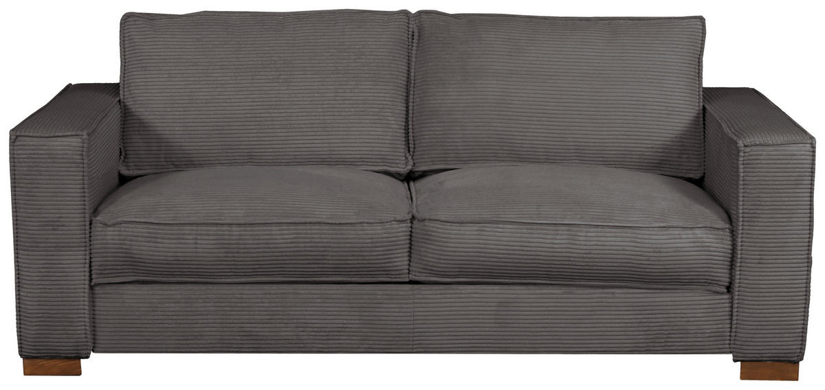 SCHLAFSOFA in Cord Grau  - Dunkelbraun/Grau, Design, Holz/Textil (203/85/99cm) - MID.YOU