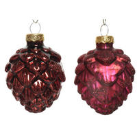ORNAMENTE BRAD DE CRĂCIUN - roșu, Basics, sticlă (5,00/5,00/7,00cm) - X-Mas