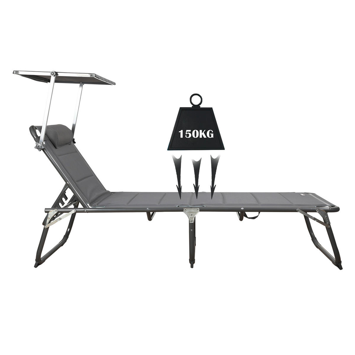 GARTENLIEGE 70/36/200 cm  - Dunkelgrau/Anthrazit, Basics, Textil/Metall (70/36/200cm) - Modante