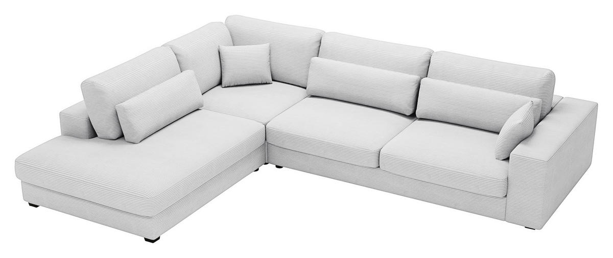 ECKSOFA Hellgrau Cord  - Hellgrau/Schwarz, KONVENTIONELL, Kunststoff/Textil (250/314cm) - Carryhome